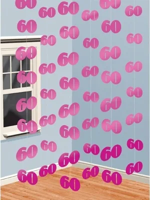 Produktbild von 6 Hängende Girlanden 60. Geburtstag "Pink Shimmer"