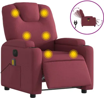Produktbild von vidaXL Massagesessel Elektrisch Weinrot Stoff