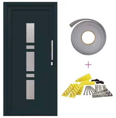 Immagine prodotto di Porta d'ingresso vidaXL, 108 x 208 cm, PVC, grigio antracite