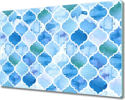 Produktbild von Glas-Herdabdeckplatte Glaskeramikkochfeld-Abdeckung - 80x52 cm - Blau Marokkanisches Muster