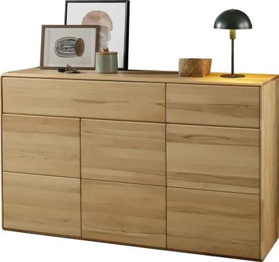 Produktbild von Sideboard >KM-0662< 3 Türen, 2 Schübe, 2 Böden, Kernbuche massiv - 149x89x40cm (BxHxT)