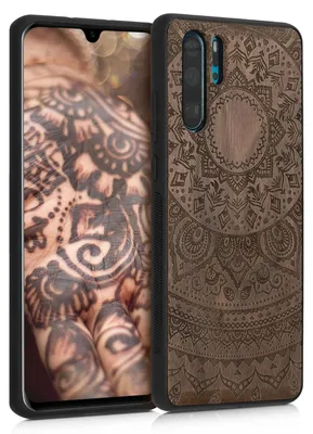 Produktbild von kwmobile Handyhülle für Huawei P30 Pro Hülle Holz - Case mit TPU Bumper - Stoßfestes Hardcase - Schutzhülle Cover in Dunkelbraun