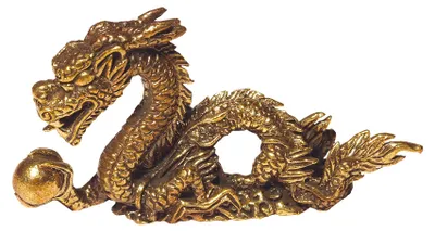 Produktbild von "Glücksdrache mit Kugel" Messing 5x3cm