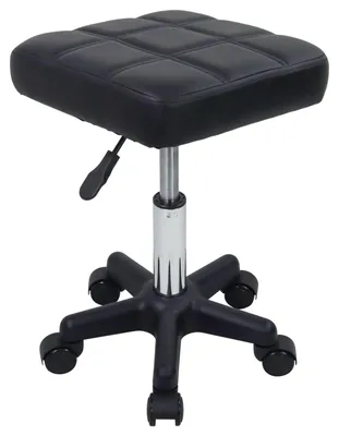 Image de Tabouret pivotant carré avec roulettes - Tabouret réglable en hauteur pour spa et salon de beauté
