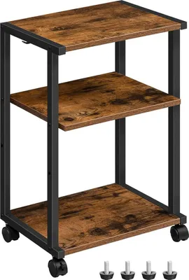 Immagine prodotto di Tavolo per stampanti a 3 piani con rotelle Carrello per stampanti da ufficio regolabile in altezza 42x28x64cm