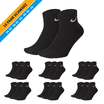 Produktbild von NIKE Socken - Farbe: 18 Paar Schwarz Quarter Socken - Größe: 34-38