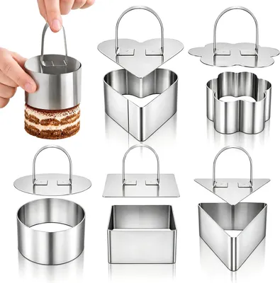 Imagen del producto de Moldes redondos de acero inoxidable, diámetro de 8 cm, juego de 5 unidades, para postres