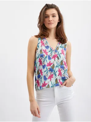 Produktbild von Orsay Rosa-blaue Damenbluse mit Blumenmuster 38