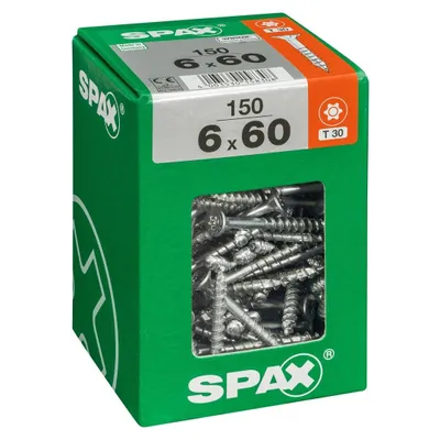 Produktbild von 150 Stück SPAX Senkkopf-Torx-Stahlschrauben, Durchmesser 6 mm x Länge 60 mm