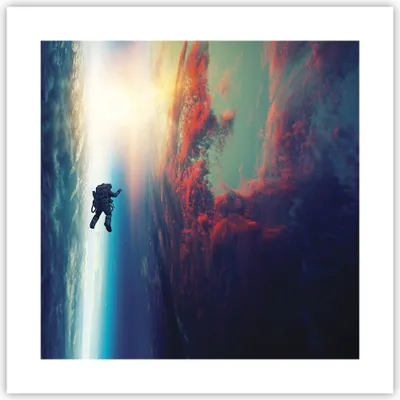 Produktbild von Poster - Poster ohne Rahmen - Kosmos Astronaut Planet - 40x40 cm - Wand Bild - Wanddeko - Wandbilder - Kunstposter - Wandposter - Bilder - Kunstdruck - Wanddekoration - Wandbild - P2XAC40x40-5049