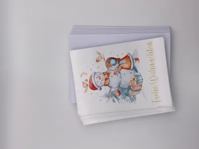 Produktbild von Friendly Fox Weihnachtskarten Set, 24 Weihnachtskarten mit Umschlag, A6 Aquarell Karten Weihnachten, Grußkarten Weihnachten Postkarte mit Briefumschla