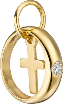 Produktbild von Anhänger Taufanhänger Taufring mit Kreuz Kreuzchen Zirkonia 333 Gold Gelbgold