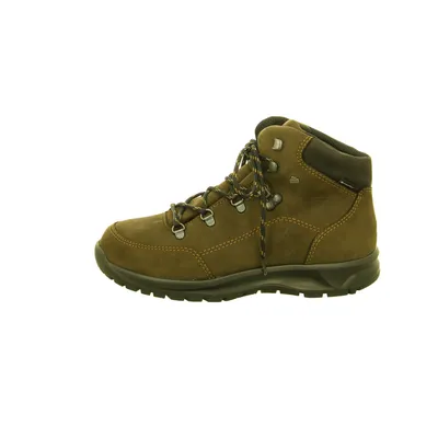 A single brown hiking boot shown from the side against a white background.