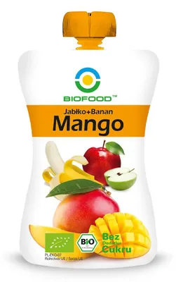 MUS MANGO - BANAN - JABŁKO BEZGLUTENOWY BIO 120 g - BIOFOOD