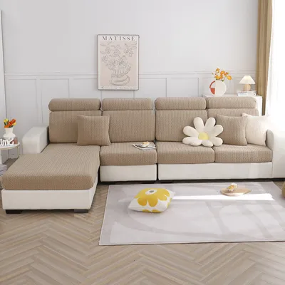 Produktbild von (Braun, Dreisitzer) Couchkissenbezüge für Schnittsofas, elastischer, weicher, rutschfester Sofabezug, Möbelschutz, Sofabezug, Sofabezug, Möbelschutzbezug