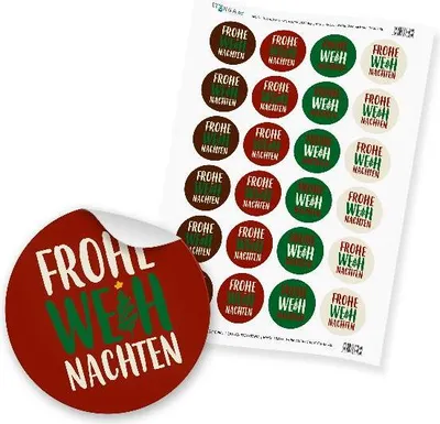 Produktbild von 24 x itenga Sticker „Frohe Weihnachten“ (Motiv 48)