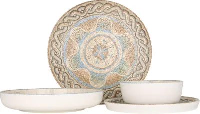 Imagen del producto de Juego de vajilla Rinart (tamaño medio) - Celest - 24 piezas - Para 6 personas - Porcelana