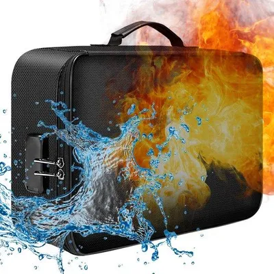 Produktbild von Feuerfeste Dokumententasche - Feuerfeste Tasche - Feuerfeste Rucksacktasche - Schwarz - 36x27x10cm - Vielfach geteilte Fächer