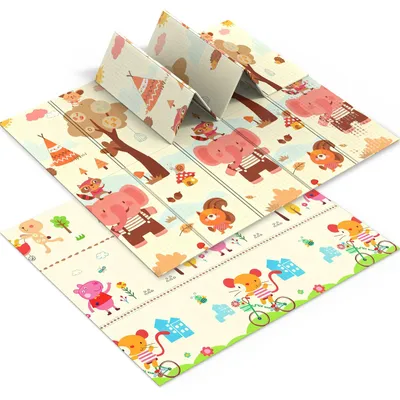 Produktbild von Arvioo Krabbelmatte Spielmatte Baby Faltbar inkl. Tragetasche, 180x150x1cm, 100% BPA- und Schadstoff-Frei, Doppelseitige Spieldecke Baby Krabbeldecke