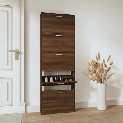 Produktbild von "im Angebot" Schuhschrank Braun Eichen-Optik 59x17x169 cm Holzwerkstoff - Schuhregale CC15376