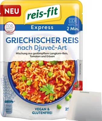 Produktbild von Reis-Fit Express griechischer Reis nach Djuvec-Art (250g Packung) + usy Block
