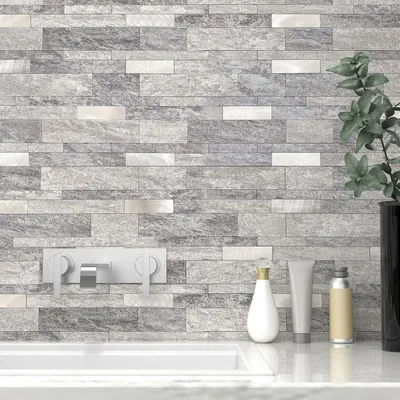 Obrázok produktu pre Samolepiace obklady 25.5 x 30.7 cm, 10 kusov, mramorový vzhľad matná čierna, vodotesné pre kuchyňu