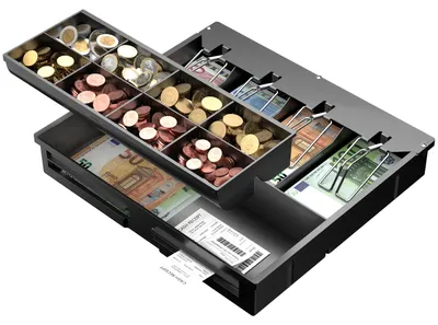 Immagine prodotto di Cassetta portamonete e banconote per cassa - (4) banconote / 8 (monete) - 36x32x6