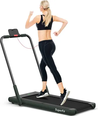 Produktbild von GOPLUS 2 in 1 Klappbares Laufband, kompaktes Laufmaschine mit 1-12 KM/H Geschwindigkeit, bis 120 kg belastbar
