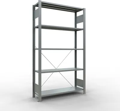 Produktbild von Schulte Büro-Fachbodenregal MULTIplus85 Stecksystem ohne Anschlagleiste | Grundregal | Fachlast 85kg | HxBxT 180x100x30cm | 5 Ebenen | Einseitig nutzbar | Verzinkt