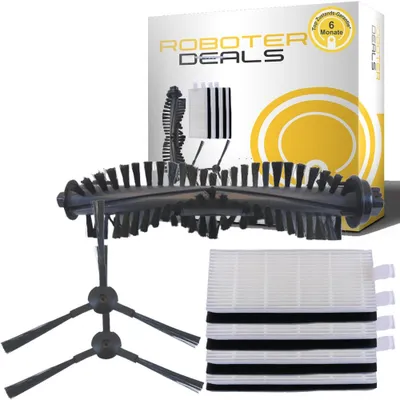 Image de Kit d'accessoires, ensemble de pièces de rechange pour les aspirateurs ILIFE et ZACO A4 (1 brosse principale, 2 brosses latérales, 4 filtres)