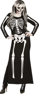 Produktbild von Damen Skelett Kleid Skelegance  - Halloween Skelettkleid M - 38/40