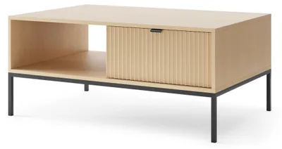 Obrázek produktu pro Konferenční stolek NANAIMO – barva: dub – černé úchytky – s zásuvkou – šířka 104 cm, výška 48 cm, hloubka 68 cm