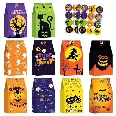 Halloween-Tüten aus Kraftpapier, 30 Stück, 18x10x6 cm