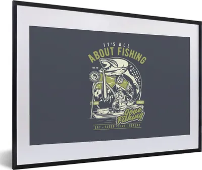 Produktbild von MuchoWow® MuchoWow® Gerahmtes Poster Fisch - Boot - Jahrgang 60x40 cm - Poster mit zchwarzem Bilderrahmen - Schlafzimmer - Plakat in Rahmen - Drucken