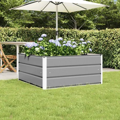 Produktbild von Möbel Pflanzkübel Hellgrau 100 x 100 x 45 cm Stahl - Beete &48073