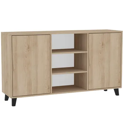 Produktbild von BEAUTYSOFA | Kommode HOME 2D2P – Sideboard mit 2 Türen und 2 offenen Regalen, Standschrank in Artisan, Push-to-Open