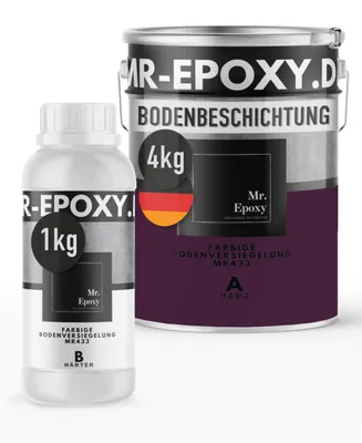 Produktbild von Mr. Epoxy Epoxidharz Bodenbeschichtung (5 kg, RAL 4007 Purpurviolett) - 2K Betonfarbe für Garagen, Keller & Werkstatt Boden - Flüssigkunststoff Epoxid Grundierung und Bodenversiegelung