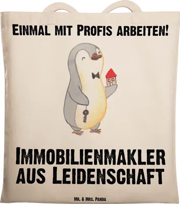 Produktbild von Mr. & Mrs. Panda Alltagstasche Immobilienmakler Leidenschaft - Transparent - Geschenk, Spruch, Tragetasche, Lustig, Ausbildung, Tasche, Beutel, Tote Bag, Einkaufstasche