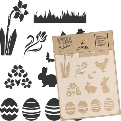 Produktbild von Malschablone für Handwerk A5 15x21cm, Ostern Kaninchen Eier Muster, Wiederverwendbare Kunststoff DIY & Scrapbooking Zeichenschablone