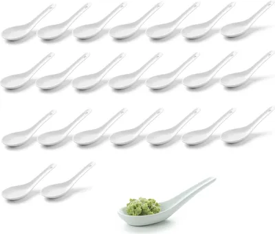 Produktbild von 24tlg. Vorspeise Appetizer Reislöffel Porzellan Suppenlöffel Dessertlöffel
