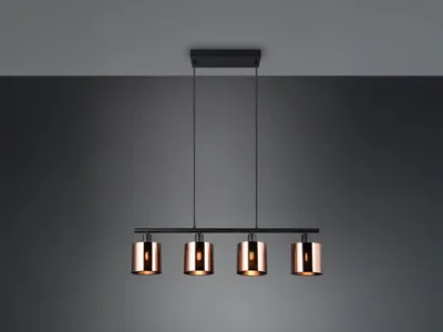 Produktbild von LED Pendelleuchte 4-flammig, Lampenschirme Bronzefarbig, Esstischlampe hängend