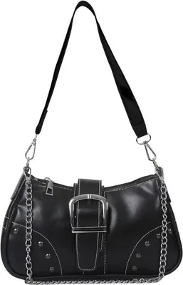 Produktbild von TIAASTAP Umhängetasche Damen Klein Handtasche Leder Schultertasche Vintage Y2k A-schwarz