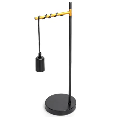 Produktbild von Aigostar Retro Tischleuchte E27, Industrielle Metall-Schreibtischlampe mit 180cm Kabel und Schalter, Nachttischlampe (ohne Glühbirne), Schwarz/Gold