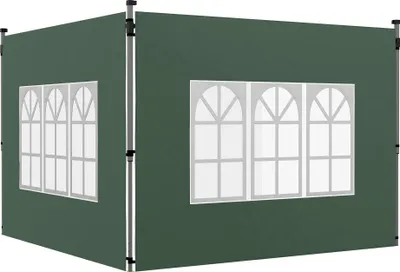 Produktbild von 2er-Set Seitenteile für Pavillon 3x3/3x4 m, Seitenwand mit Fenster, wasserdicht Grün