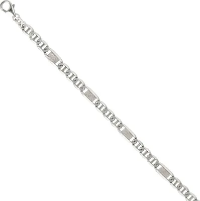 Produktbild von JOBO Panzer-Steg-Armband 925 Sterling Silber rhodiniert 21 cm Karabiner