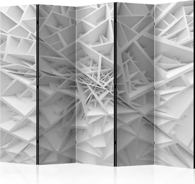 Produktbild von Akusticher Raumteiler 3D Effekt Abstrakt Foto Paravent 225x172 cm beidseitig auf Vlies-Leinwand bedruckt Akustikschaum Trennwand Spanische Wand Sichtschutz Home Office weiß a-B-0039-z-c