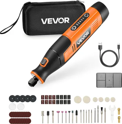 Zdjęcie produktu dla VEVOR 73-częściowy akumulatorowy zestaw narzędzi wielofunkcyjnych, przenośne mini narzędzie obrotowe DC4V, 5 prędkości 7000-20000 obr/min, do grawerowania, szlifowania, polerowania, rzeźbienia, cięcia, DIY