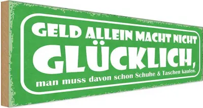 Produktbild von vianmo Holzschild 10x27 cm Geld allein nicht glücklich Dekoration