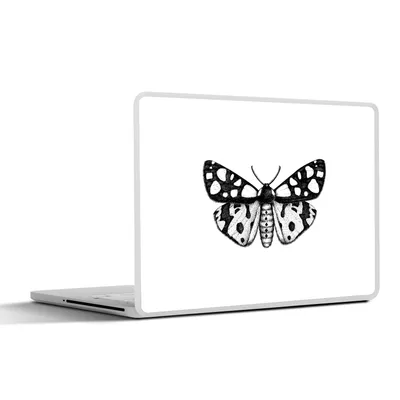 Produktbild von MuchoWow® Laptop Aufkleber Sticker Cover Schmetterling - Vintage - Schwarz und weiß 31x22.5 cm - Laptop-Deko