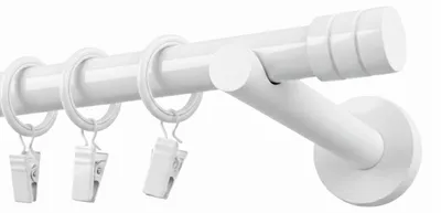 Produktbild von 1-läufig Gardinenstange 320 cm Weiß Industrial Stil Vorhangstange 19 mm Komplettset mit Halterungen Ringen Endstück Luna mit dekorativer Fräsung